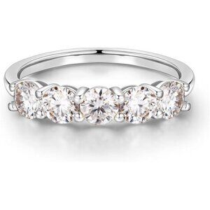 5 Stone Moissanite Rings for Women, 3.75MM D Color VVS1 Clarity Lab Created